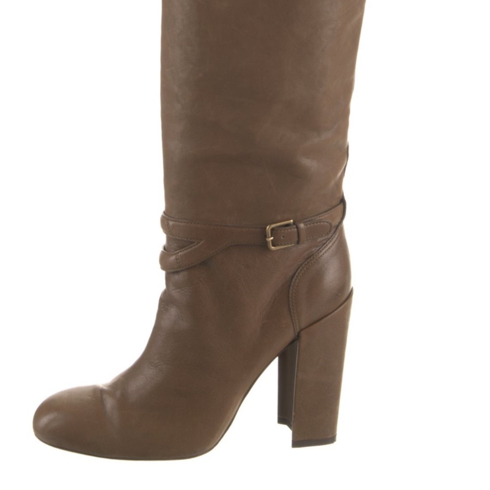 Yves Saint Laurent Leather Knee High Boots 41.5 STUNNING